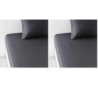 TODAY Essential - Drap Housse 90X190 cm 1 Personne 100% Coton Uni, Fusain (Lot de 2)