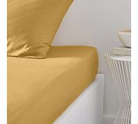 Today Essential - Drap Housse 90X190 cm 1 Personne 100% Coton Uni, Ocre