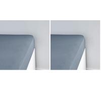 TODAY Essential - Drap Housse 90X190 cm 1 Personne Jersey 100% Coton Uni, Denim (Lot de 2)