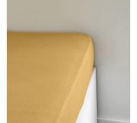 Today Essential - Drap Housse 90X190 cm 1 Personne Jersey 100% Coton Uni, Ocre