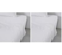 Today Essential - Drap Plat 2 Personnes 240X300 cm Coton Uni Blanc, Reine (Lot de 2)