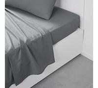 Today Essential - Drap Plat 2 Personnes 240X300 cm Coton Uni Gris, Reine