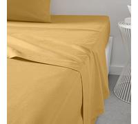 Today Essential - Drap Plat 2 Personnes 240X300 cm Coton Uni Jaune, Reine
