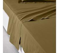 Today Essential - Drap Plat 2 Personnes 240X300 cm Coton Uni Marron, Reine