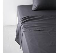 Today Essential - Drap Plat 2 Personnes 240X300 cm Coton Uni Noir