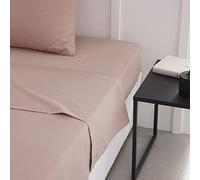 Today Essential - Drap Plat 2 Personnes 240X300 cm Coton Uni Rose, Reine
