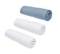 Lot de 3 draps housses TODAY Essential - 140 x 190 cm - 2 personnes - 100% Coton - Craie/ Denim