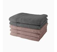 TODAY Lot de 5 Draps de Bain 70x130 cm 100% Coton - 3 Roses des sables + 2 Acier