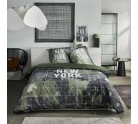 Today Parure de lit JAVA 2 personnes 240x220 cm Coton Imprimé New York Vert