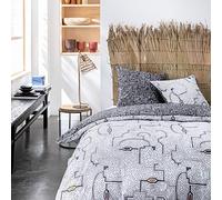 Today Parure de Lit 2 Personnes 240X260 Coton Imprime Blanc Ethnique Sunshine 3.25