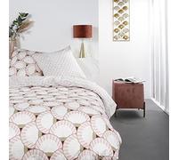 TODAY Parure De Lit Double en Coton mawira à Motifs D'éventails - Blanc/Rose - 240 X 260 Cm