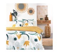 TODAY Parure De Lit Double Imprimé Feuilles Et Pois Sunshine - Multicolore - 220 X 240 Cm