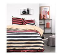 Parure de lit Sunshine - 240x220 cm - 2 personnes - Coton imprimé rayé Noir (principal) G