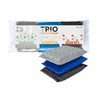Today Trio - Lot de 3 Éponges Lavables Soft, Medium et Hard | Fabriqué en Italie, pour vaisselle, casseroles, carrelage et sols, avec action douce, moyenne ou intensive.