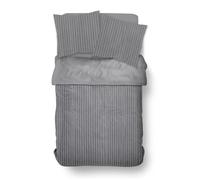 TODAY Winter Touch Parure de lit 2 personnes en polyester côtelé acier - 1 housse de couette 240 x 220 cm + 2 taies d'oreiller 63 x 63 cm