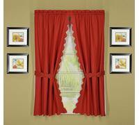 Today's Curtain Orleans Paire de Panneaux de 160 cm avec embrasses Tambour Bord festonné Rouge Brique 152,4 cm de Large x L