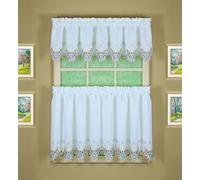 Today's Curtain Paire, Polyester, Blanc/Bleu, Niveau 152,4 x 91,4 cm (l x L)