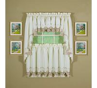 Today's Curtain Verona Niveau de fenêtre brodé inversé Écru/Rose 91,4 cm