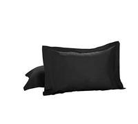 Today's Home Lot de 2 Housses de Coussin en Coton mélangé Doux, Style Classique, Standard, Noir