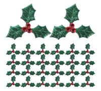 Toddmomy 100 Pièces Autocollants De Houx De Noël en Tissu De Baies De Houx Petites Feuilles De Houx Auto-Adhésives pour L'artisanat (Vert 5 Cm)