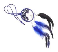Toddmomy Attrape-rêves Décoration Suspendue pour Rétroviseur de Voiture Arbre de Vie Bleu en Plumage et Cristaux Ornement Intérieur Facile à Accrocher, Style Artistique Unique