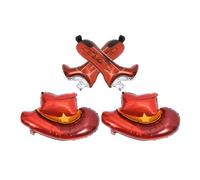 Toddmomy Ballons en Aluminium Lot de 4 Pièces et Bottes Marron Forme Chapeau de Cowboy Accessoires Photo pour Décoration Fête Western pour Anniversaire et Fête à Thème
