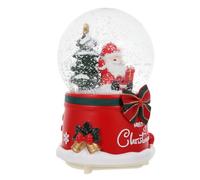 Toddmomy Boîte à Musique de Noël Boule à Neige Rotative avec Lumière | Résine et Verre, Base Plate Solide, Fonctionne avec 3 Piles Aaa, Rouge