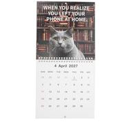 Toddmomy Calendrier mural félin 2027, agenda mensuel avec un chat mignon et amusant, petit calendrier vertical à suspendre pour la décoration du bureau, de l'école ou de la maison