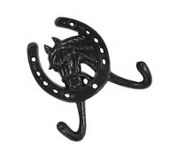 Toddmomy Crochet Mural Double Crochet Style Européen en Fonte Noir Forme Fer à Cheval Polyvalent Facile à Installer pour Suspendre Vêtements et Accessoires