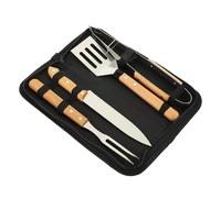 Toddmomy Ensemble D'ustensiles de Barbecue en Acier Inoxydable 4 Pièces pour Grillades Extérieures, Portable Poignée Antidérapante, Kit Complet pour Camping, Pique-niques et Barbecue