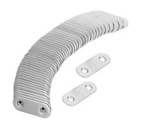 Toddmomy Équerre Plate pour Meuble Bois, Installation Rapide 50 Pièces en Acier Inoxydable Argenté et Connexion sans Effort, Plaque Métallique Droite Robuste pour Réparation