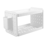 Toddmomy Étagère de Rangement Pliable Double Couche en Plastique Blanc | Ventilation Tous Côtés, Grosse Capacité avec Crochets, pour Dressings et Cabinets de Toilette