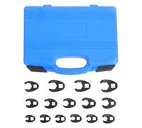 Toddmomy Jeu de 15 clés à œil métriques 3/8 et 1/2, kit à fourche pour | Jeu de clés à tuyauter à œil de 8 à 24 mm, idéal pour les réparations de conduites de frein et de systèmes