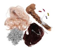 Toddmomy Lot de 4 perruques pour statue d'oie de porche : 4 styles mignons de perruques pour statue d'oie de jardin avec barrettes, accessoires pour poils d'animaux pour la décoration