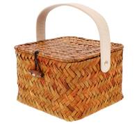 Toddmomy Panier Tressé en Osier avec Couvercle et Poignée, Panier de Rangement Décoratif pour Intérieur et Balcon, pour Fruits et Clés, Design Élégant et Fonctionnel