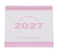 Toddmomy Petit calendrier de bureau 2027, calendrier à feuillets rabattables sur pied, agenda mensuel à spirale double pour l'organisation de l'école, de la maison et du bureau, rose