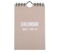 Toddmomy Petit calendrier mural esthétique 2026-2027 - Calendrier A6 compact à suspendre - Agenda mural minimaliste et moderne en papier épais pour l'école, la maison et le bureau (kaki)
