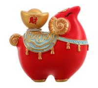 Toddmomy Statuette de Mouton du Zodiaque en Résine Rouge, Bureau Festif | Base Stable et Compacte, Finition Rouge, pour Table Plate, Décor Traditionnel Chinois, Année 2027