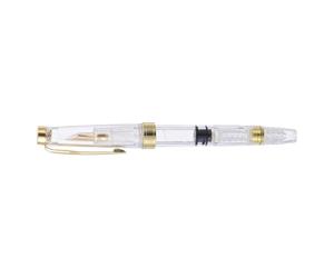 Toddmomy Stylo-plume à Piston Extra Fin 0,38mm Transparent en Acier | Remplissage par Compte-gouttes, Confort Ergonomique, Écriture et Dessin, pour Notes, Journaling, École