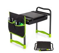 Todeco Banc Agenouilloir de Jardin, Repose Genoux avec 2 Types de Coussins et Sac à Outils, Genouillère et siège de Jardin Pliable, Tapis de Pelouse et Coussinets Doux pour Genoux de Jardinage