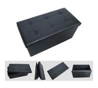 Todeco - Banc Pliant, Ottoman avec Espace de Stockage, 76 x 38 x 38 cm, Noir, Finition piquée et capitonnée, Charge maximale: 150 kg Noir G