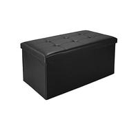 Todeco - Banc Pliant, Ottoman avec Espace de Stockage, 76 x 38 x 38 cm, Noir, Finition piquée et capitonnée, Charge maximale: 150 kg Noir G