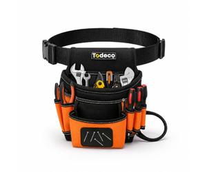 Todeco Ceinture Porte-Outils Magnétique Réglable Sacoche à Outils | Polyester 600D Résistant, Multi-Poches Imperméable, Léger et Pratique pour Électriciens, Charpentiers