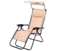 Todeco Chaise Longue Transat Jardin Plein Air, Transat De Plage Avec Pare Soleil, Bain De Soleil Avec Repose-Tête, D'accoudoirs Réglables, Kaki