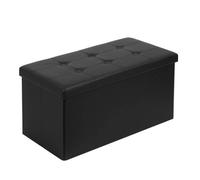 Todeco Coffre de Rangement avec 2 en 1 Couvercle, Banc de Rangement Pliable Similicuir, Ottoman avec Espace de Stockage, Pouf Rangement Interieur 80L