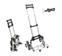Todeco Diable Pliant Léger en Aluminium à 10 Roues, Chariot Demenagement Pliable avec Cordes d'expansion, Réglage en Hauteur, 4x Quatre Roues Universelles, Chariot de Transport Charge 80kg