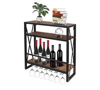 Todeco Étagère à Vin Murale avec Porte-Verres, 12 Bouteilles, Casier à Vin
