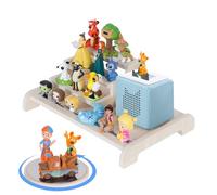 Todeco Étagère magnétique, pour Tonie Box et Tonies, avec Plateau Rotatif Amovible, Jusqu'à 20-25 Tonies, Étagère autoportante pour boîte à Musique pour Enfant, Escalier