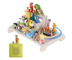 Todeco Étagère magnétique, pour Tonie Box et Tonies, avec Plateau Rotatif Amovible, Jusqu'à 20-25 Tonies, Étagère autoportante pour boîte à Musique pour Enfant, Escalier