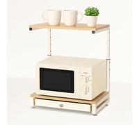 Todeco Etagere Micro Onde Cuisine Rangement Etagere Micro Ondes Extensible avec tiroir, Organisateur de Cuisine, Couleur crème, résistant et Durable.